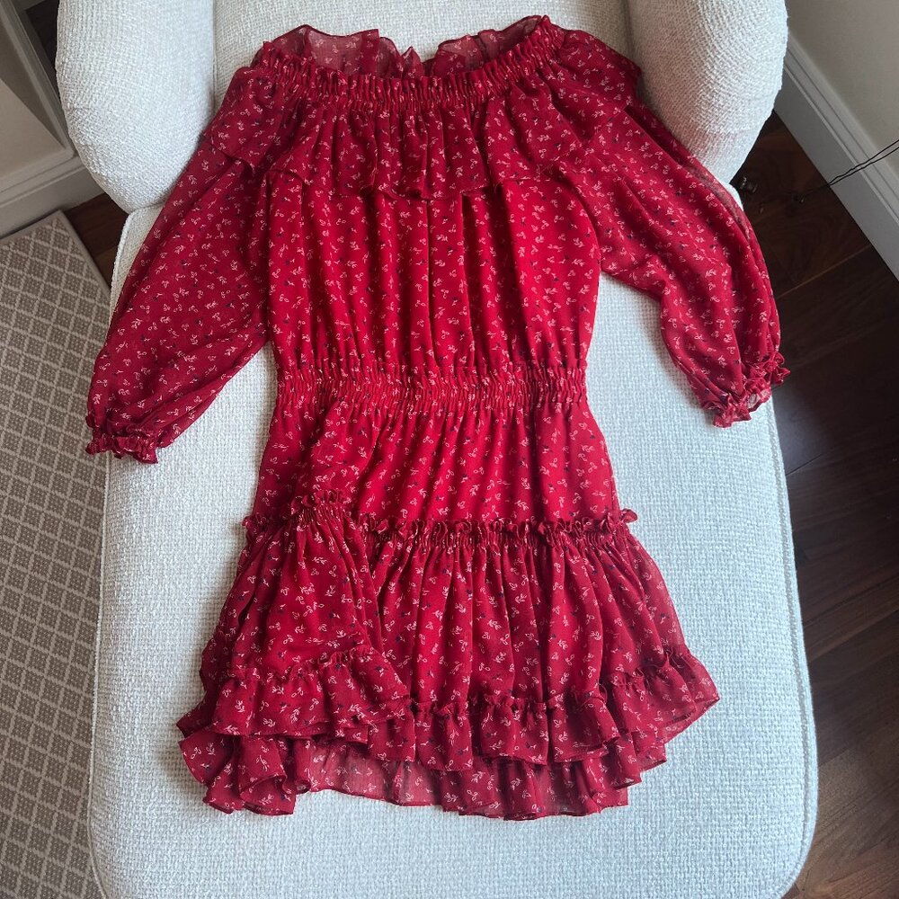 Misa Red Off the Shoulder Dress, Size Small